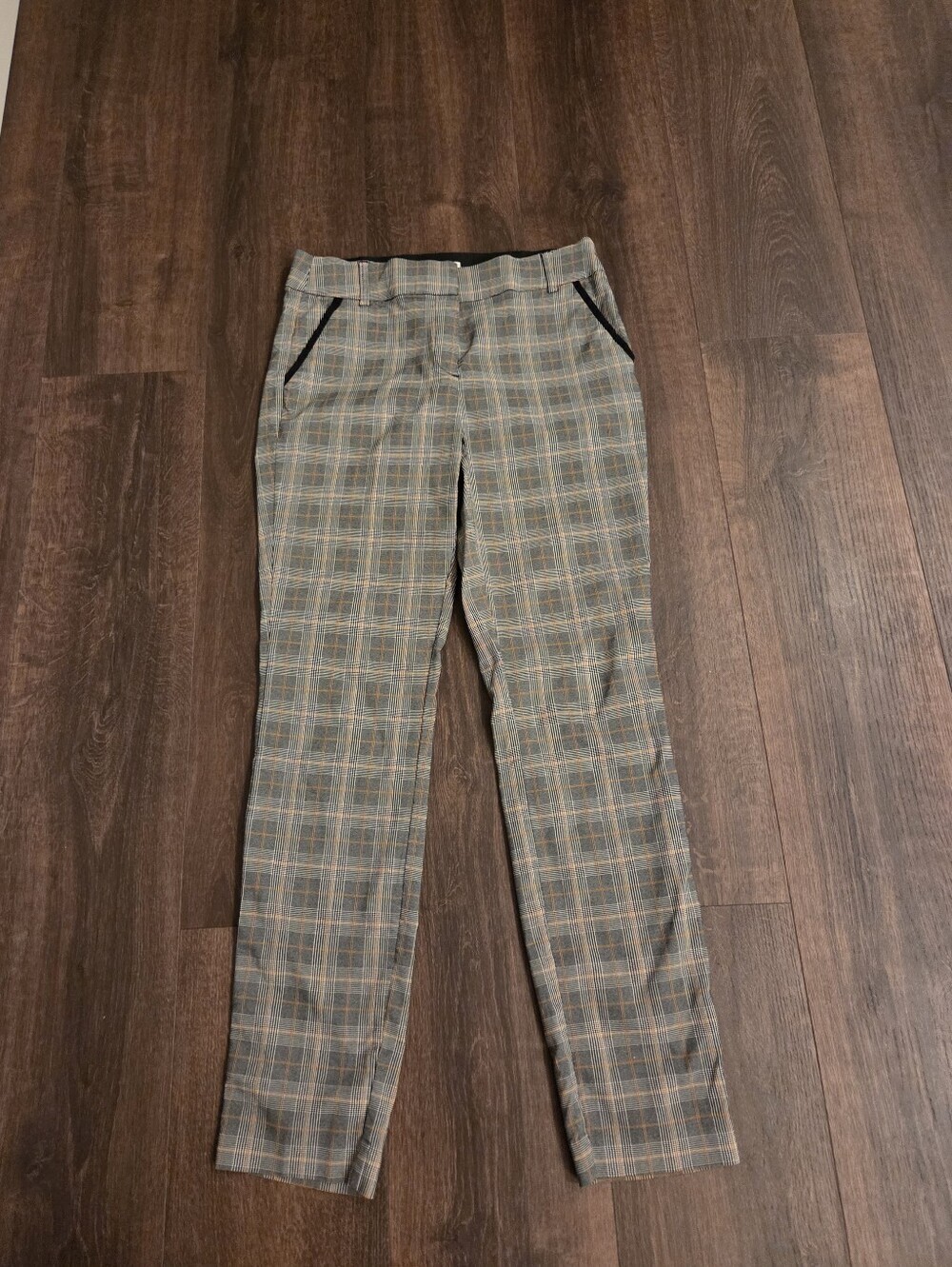 Takara Plaid Slim Chinos in Gray and Tan